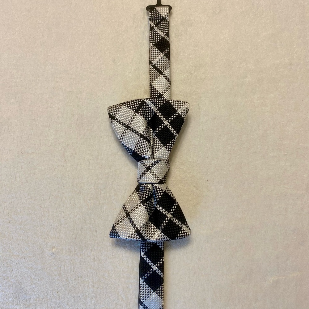 Classic Black and White Checkered Bow Tie